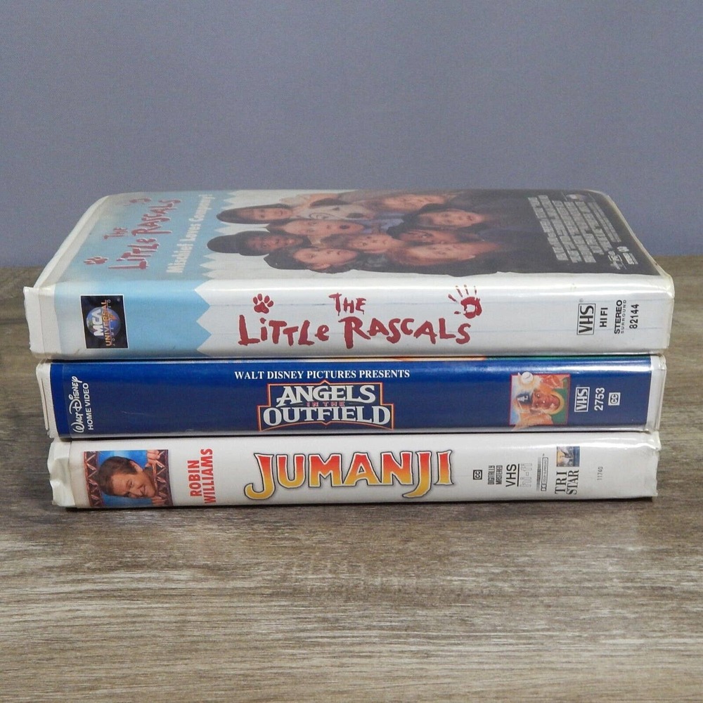 VHS Lot of 3 Disney Titles Jumanji The Little Rascals Angels In The Outfield